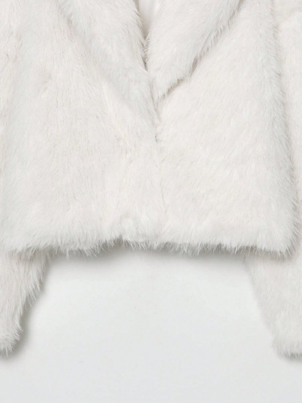 White Casual Women's Faux Fur Collar Short Jacket - Picture 7 of 10